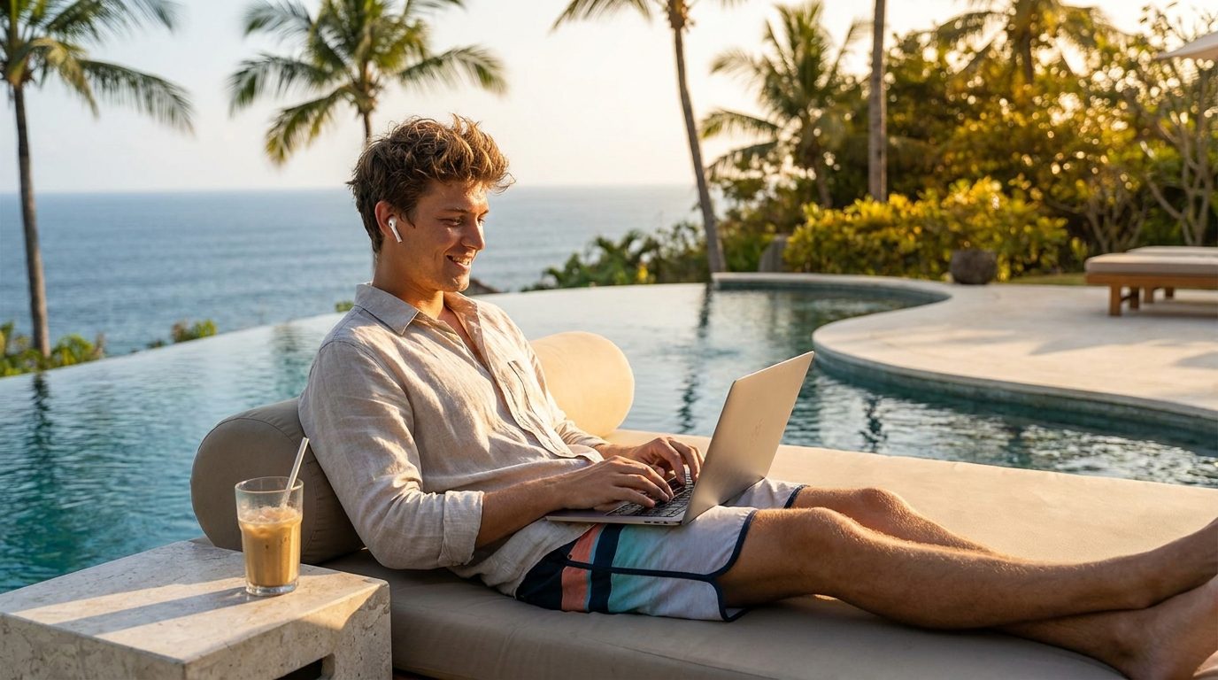 Working remotely from a tropical villa
